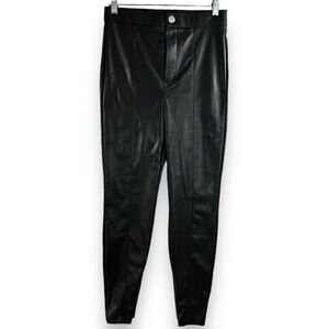 Zara Faux Leather Pleather Pants Women's Size‎ Small Black Skinny Casual EUC